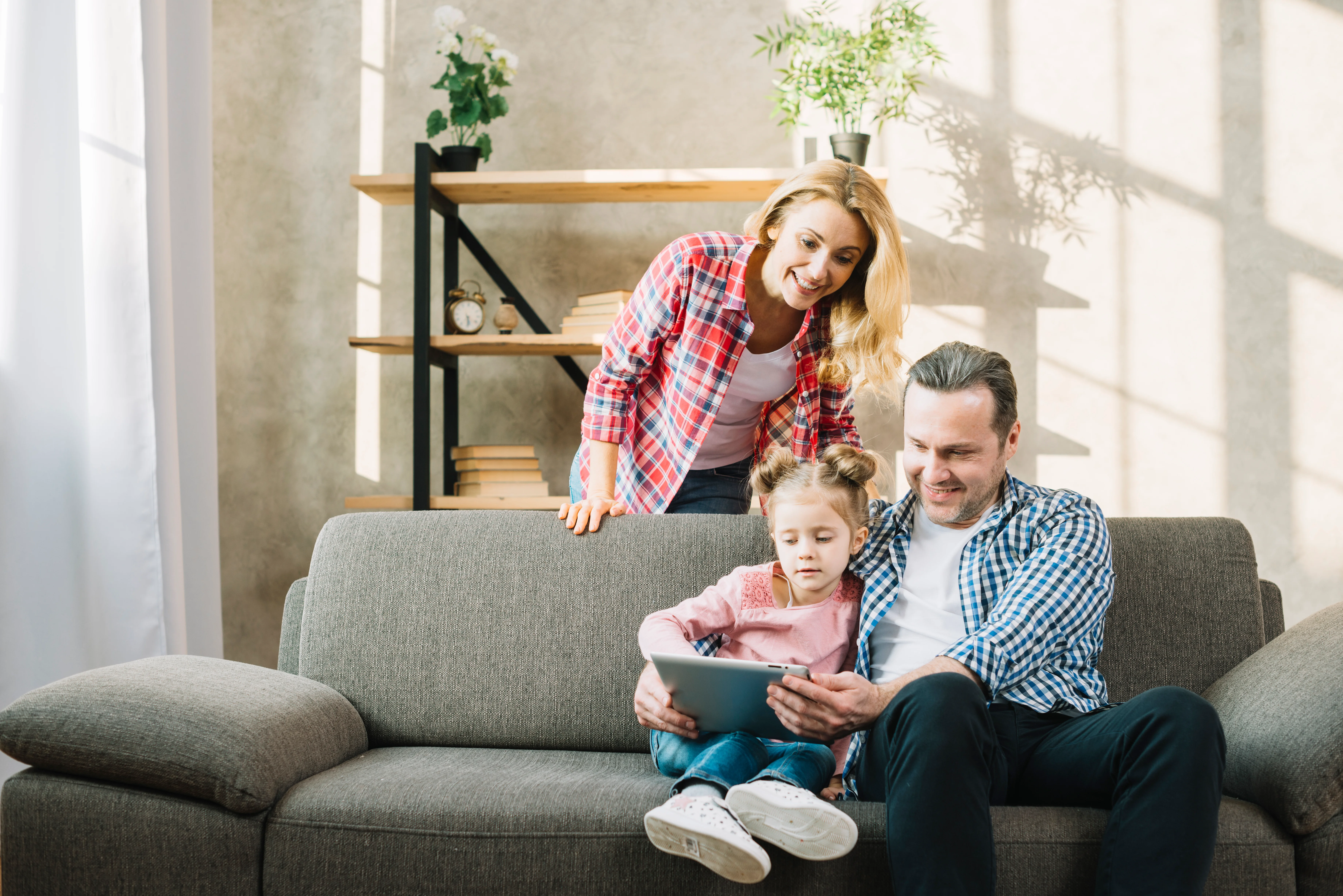 Family enjoying smart home